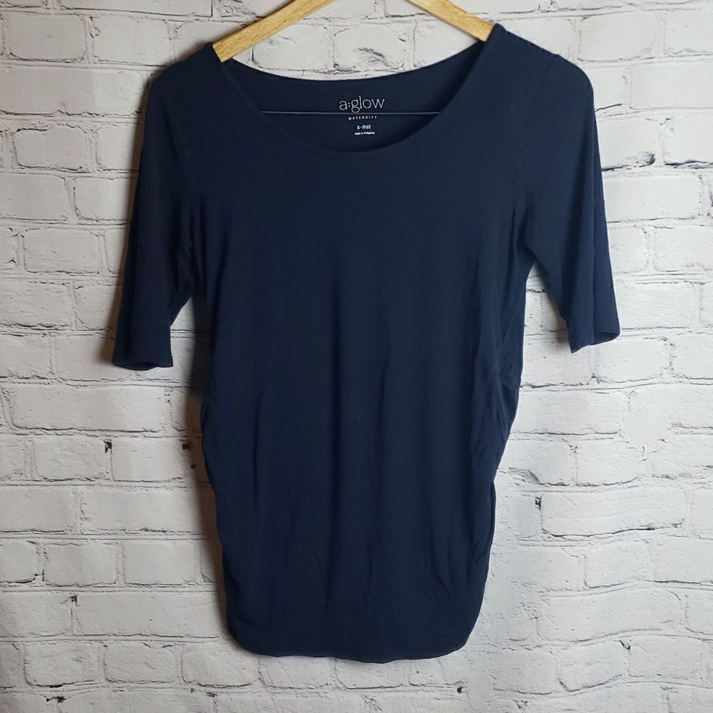 A-Glow Navy Maternity Top